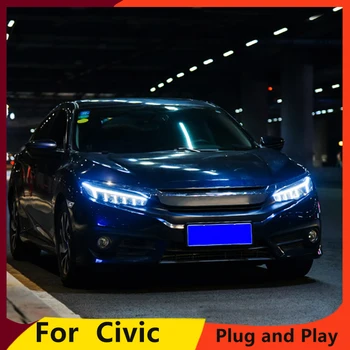Bil Styling Til Nye Honda Civic-2018 Forlygter til aktivt DRL optik Nye Civic LED-forlygter med dynamisk blinklyset