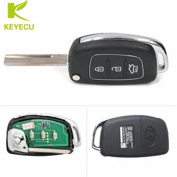 KEYECU Erstatning 3-Knappen Smart Flip Fjernstyret Bil Key Fob 433MHz ID46 for Hyundai Accent-2016