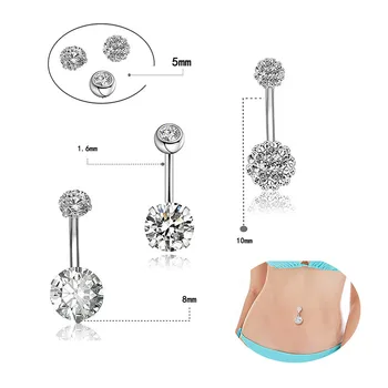 6stk/set Elegante Piercing Smykker, Krystal Blomst Navlepiercing Navle Ring Smarte Rustfrit Stål Navle Ring