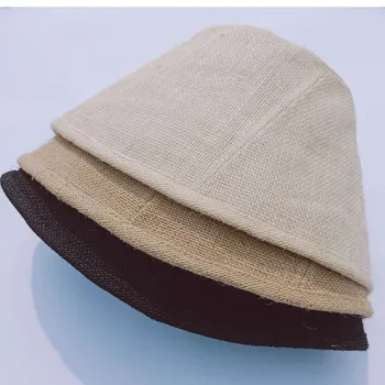 MAXSITI U Forår og sommer hat solid farve åndbar grove hamp bucket hat nye type af kvindelige fiskeren hat