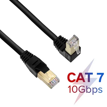 CAT7 Ethernet Patch Kabel Ret Vinkel Ned RJ45 Høj Hastighed Netværk Cor 0,3 M Cat 7 Ethernet Patch Kabel-90 Grader
