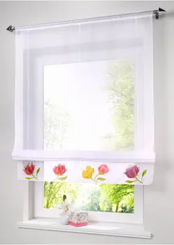 Håndlavet foldegardiner kan løfte vinduet screening,voile køkken/cafe/dør/vindue gardiner,blomster dekorere gardin