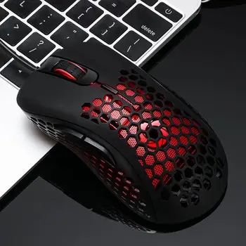 Hule Ud Honeycomb Gaming Mouse Optical Sensor 6400 DPI Farverige RGB-Baggrundsbelyst Lys Kablede Mus Fleksibel Drift Oplevelse