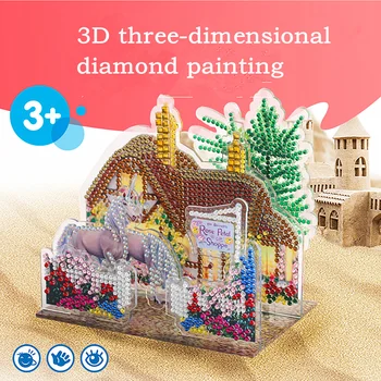 Specielt Formet Diamant Maleri 3D Tre-dimensional Puzzle Unicorn Landskab Håndlavet DIY Blokke, Puslespil Indretning