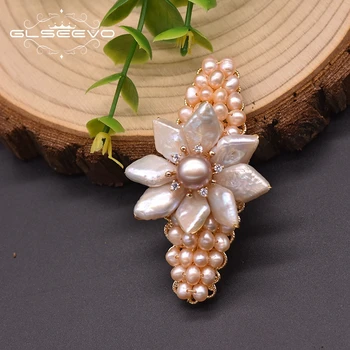 GLSEEVO Naturlige Ferskvands-Barok Perle Hårnål koreanske Hoved For Par Bekendelse Blomst Stil Håndlavet Mode Smykker GH0016