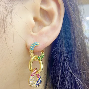 HECHENG 1pc cz farverigt twist øreringe til kvinder engros kæder form fashion øreringe cooper smykker accessries