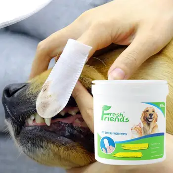 50STK Pet Tand Vådservietter Rense Tænder, Tandkød Frisker Ånde Bomuld Ikke-vævet Servietter Til Kat, Hund Produkt Hund Tandbørste