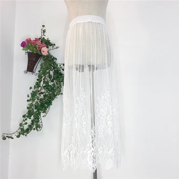 Sexet blonder mesh nederdel en linje lang midi-nederdel kvinder sommeren elegant Gennemsigtig sort hvid wrap nederdel underkjole nederdel overskirt