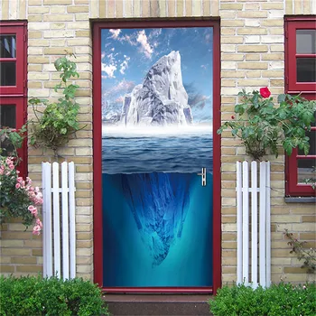 3D-Visning Døren Tapet PVC Selvklæbende Aftagelig Vandtæt Plakat Værelse Dekoration Stue, Soveværelse Wall Sticker adesivo porta