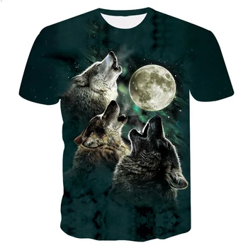 2019 Nyeste Wolf 3D-Print Dyr Cool Sjove T-Shirt Mænd kortærmet Sommer Toppe, t-Shirt T-Shirt Mandlige Mode tshirt Mandlige 6XL
