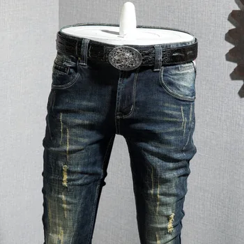 Unge Mænd Skinny Jeans Størrelse 38 Skrabe Denim Blyant Bukser Hip Hop 2020 Streetwear Jeans Til Mænd