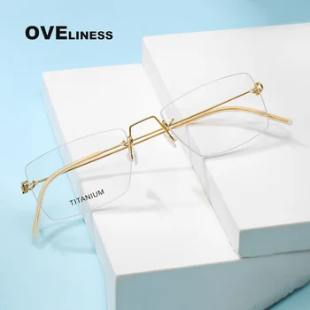Retro briller rammer Titanium øje uindfattede briller ramme mænd kvinder 2020 mode Optiske Nærsynethed Recept briller briller