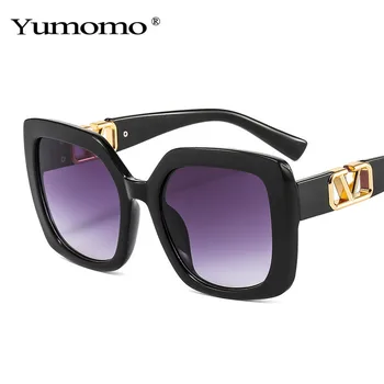 2021 Store Ramme Square Solbriller Kvinder Luksus Brand Designer Overdimensionerede Briller Vintage Gradient Linse solbriller UV400