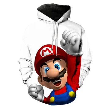 Efteråret 2020 ny 3d-sweatshirt tegnefilm Mario 3d-print hoodie sweatshirt jakke