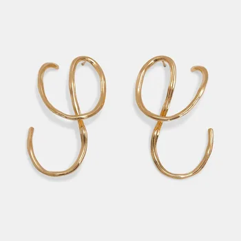 HUANZHI 2020 Ny Metal, Uregelmæssig Geometriske linjer Snoet Øreringe Retro Guld Ear Hook-Ear-Clip Til Kvinder, Piger Part Smykker