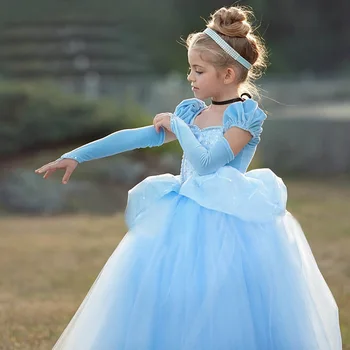 Disney Askepot Prinsesse Piger Dress Børn Kjoler for Piger Jul Dress Up Kostume Part, Bolden Kjole Pige Sommer Kjole Mesh