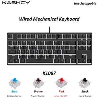 KASHCY K1087 Cyan Totoro Kablede Mekanisk Gaming Tastatur Swappable Skifte med 87 Taster PBT-Dye Sublimation Tasterne Type-C Havn