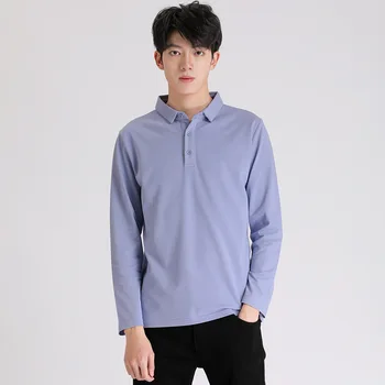 Mænds Afslappet langærmet T-shirt 2020 Efteråret Nye Mænds Tøj koreanske Version af Den Faste Farve Revers Løs T-shirt