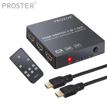PROSTER til HDMI Lyd Extractor 3x1 HDMI Switch Audio Converter Extractor Analoge Optiske Toslink SPDIF-Output IR-Fjernbetjening