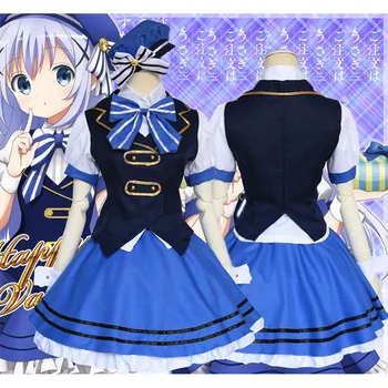 Er den For en Kanin Kafuu Chino Kostumer, Cosplay Vest Shirt Lolita Kjole School Uniform Komplet Sæt