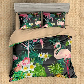 3d flower flamingo print dyne, der passer boheme-stil, sengetøj, ekstra store tegnefilm børn / par gave sengetøj hjem tekstil