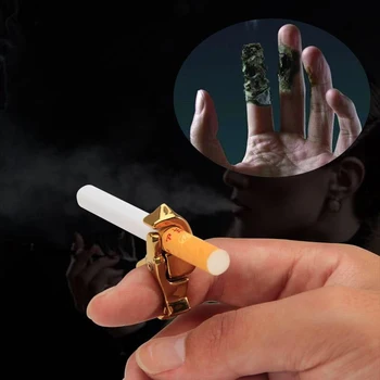 EDC Multifunktionelle Zink Legering Cigaretter Holder Anti-Ryger Self-Defense Metal Finger Af Offentlig Vindue Brudt Ring