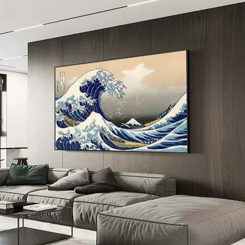 Den Store Wave off Kanagawa Lærred Malerier Japansk Berømte Art Prints Væg Kunst Billeder til stuen Hjem Indretning (Ingen Ramme)