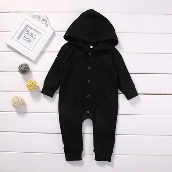 Black Hooded Baby Rompers Mode Nyfødte Baby Tøj Bomuld Baby Boy Tøj Forår, Efterår Baby Dreng Roupa Spædbarn Jumpsuits