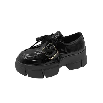 Enkelt sko kvinders efteråret 2020 nye damesko tykke såler øget Britisk stil retro casual lille læder sko
