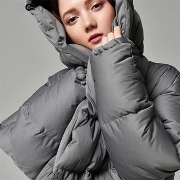 Vinter Kort cocoon type frakke Enkle stil kvinder varm dunjakke med hætte tykkere ny liste parkacoats plus størrelse large outwear