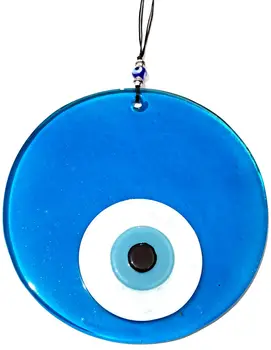Blå Farve 16 Centimeter Håndlavet Glas Evil Eye Perle Væggen Ornament