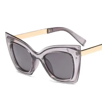Oversize Solbriller Kvinder Luksus Design Grå Cat Eye Solbriller Tyk Ramme Mode, Retro Briller Oculos Feminino UV400