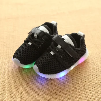 Med Lys LED nye ankomst enkelt netværk sport sko kvinder mænd sneakers til barn, løbesko, kids åndbar lærred sko