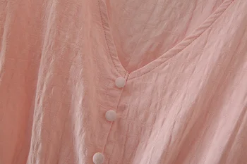 Ny 2020-kvinder v hals solid farve sommerfugl ærme slank smock bluse kvindelige plisserede flæser shirt smarte sød blusas toppe LS6864