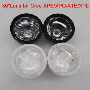 10stk 20mm Sort eller Hvid 30 Grader Beaded eller Klart Flade LED LINSE/Reflektor Kollimator for CREE XPE / XPG / XTE / XPL LED