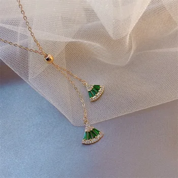 Hot Salg Klassisk Grøn Hvid Krystal Geometriske Halskæde Vedhæng Chokers Halskæde til Kvinder Statement Smykker