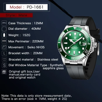 2021 Nye PAGANI Design Top Mærke Sport Mænd Automatisk Mekanisk Armbåndsur Grønne Watch Mænd Vandtætte Ure, Japan NH35 Relogio