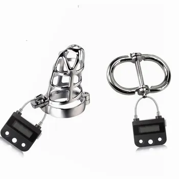 Nye elektroniske låse handcuff ankel krave fuglebur Chastity Enhed cock bur penis lås bundet tilbageholdenhed BDSM slave sex legetøj