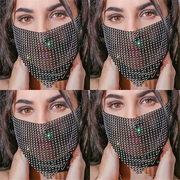 Boutique De fluorholdige drivhusgasser, Crystal ansigtsskærm Masker for Kvinder Aften Cocktail Party Night Club Plast med Rhinsten