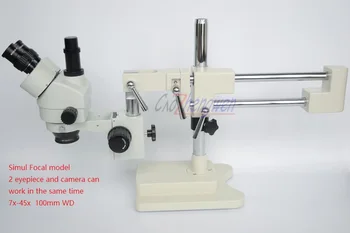 FYSCOPE 3,5 X-90X Mikroskop 50/50 Split Simul-Focal Mikroskop Dobbelt Boom Stand Trinokulartubus Stereo-Mikroskop Zoom