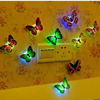 LED Smuk Sommerfugl Indretning Wall Sticker Nat Lys 3D-Haven BackyardI indendørs Fest Farve Skiftende Søde Hjem Værelses Bruser