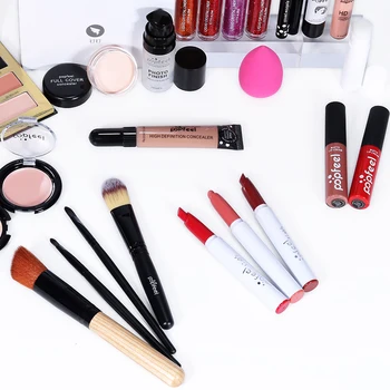 POPFEEL Kosmetiske Sat 8-27Pcs udgør Sæt Kosmetik Kit Eyeshadow Palette Lip Gloss Powder Puff Concealer Med Makeup Taske TSLM2