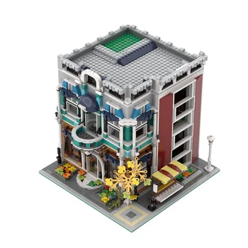 BuildMoc City Street Scene Libra Cafe, Boghandel Suppleant byggesten Modulopbygget Blok Model 2287 PC ' er, Legetøj