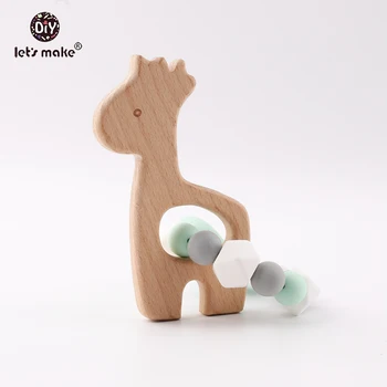 Lad os Gøre PBA Fri Silikone Perler Søde Giraf fødevaregodkendt Bøgetræ Armbånd Baby Charme Abstrakt For Kvinde Armbånd