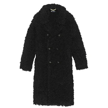 Kvindelige førsteklasses imiteret pels frakke Damer, blød kanin pels Ægte pels frakke kvinder hooded Baggy lang frakke Luksus varm frakke
