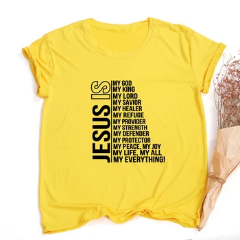 Jesus Er Min Gud, Konge, Alt, hvad Kvinder Vintage Toppe Harajuku Christian T-shirt Tro kortærmet Streetwear Grafiske Tees Kvindelige