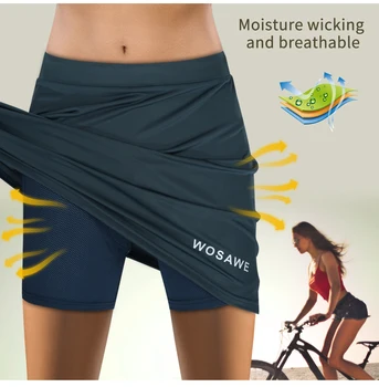 WOSAWE Kvinders Cykling Nederdele Shorts med Gel Polstret Gel Underpant Downhill Cykel Undertøj Damer nederdel, Shorts med Lommer