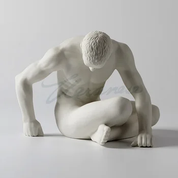 Moderne keramisk karakter skulptur nude art mand statue abstrakt tænker figur gay angel unge ornament håndværk