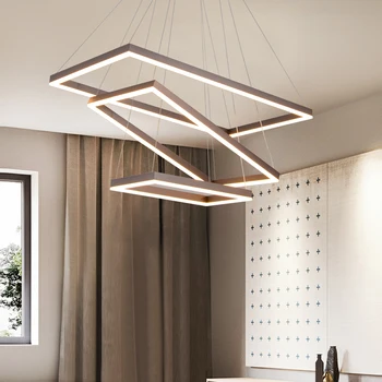 Rektangulære Moderne LED-Vedhæng Lys Stue, Soveværelse, Spisestue Sort/Hvid/Brun Aluminium Hjem Deco-Akryl Pendel