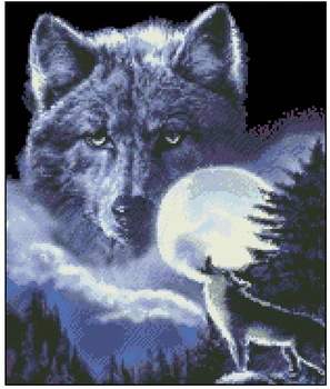 Top Kvalitet populær præcise print på stof cross stitch kit wolf hylende på månen vilde kalde, Wolf Ånd